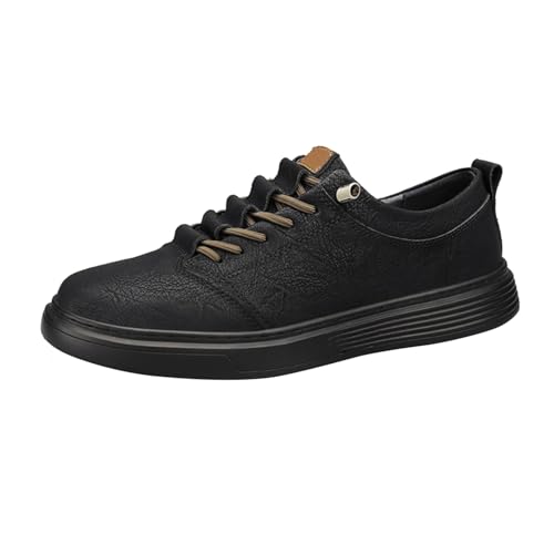 Zapatos de invierno para hombre, para trabajo, cocina, trabajo, versátiles, antideslizantes, de piel negra, zapatos casuales, Black, 39 1/3 EU