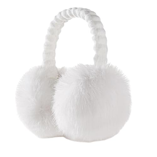 TOBEHIGHER Ear Muffs for Winter Women - Faux Fur Earmuffs, Soft Warm Stylish Ear Muffs for Women Cute Foldable Outdoor Ear Warmers - 1 Pack White earmuffs