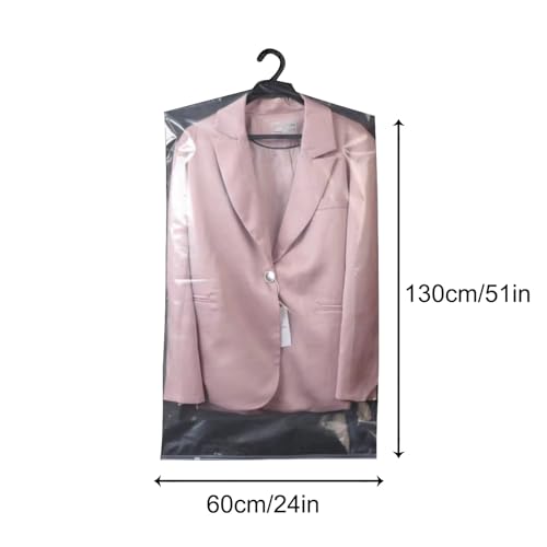 Clear Garment Bags, Plastic Covers for Clothes for Closet Storage with Zipper Clothing Covers Protector for Wardrobe(60x130cm/24x51in)2