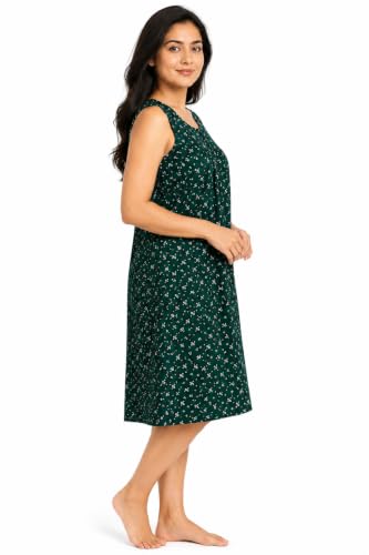 Image of Onekbhalo Women Cotton Night Dress Printed Culf Length Night Gown Short Nighty