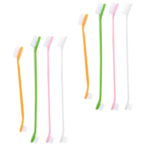 Lurrose Juego de 8 Cepillos de Dientes para Perros Doble Cabezal Cerdas Suaves Tamaño Pequeño y Grande Colores y Cuidado Dental Diario para Mascotas y Cachorros
