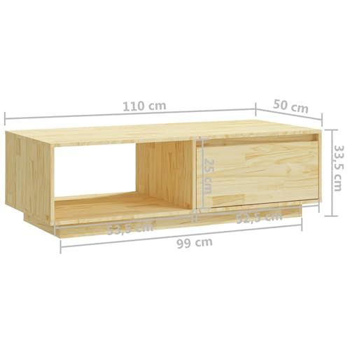 Table basse 110 x 50 cm pin massif table basse robuste en bois de pin - 3