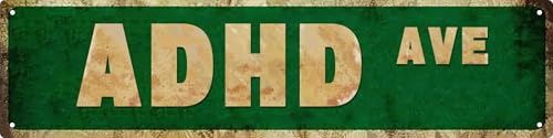 Funny Adhd Ave Man Cave Accessories Kitchen Signs Farmhouse Wall Decor Vintage Metal Tin Signs Street Signs Home Room Door Decor 4x16 in