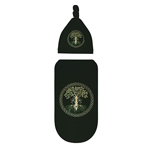 Image of Ykklima Baby Newborn Swaddle Blanket with Beanie Hat- Norse Viking Goddess Wiccan Wicca Pagan Receiving Blanket Sleep Sack for Girls Boys Infant Gifts