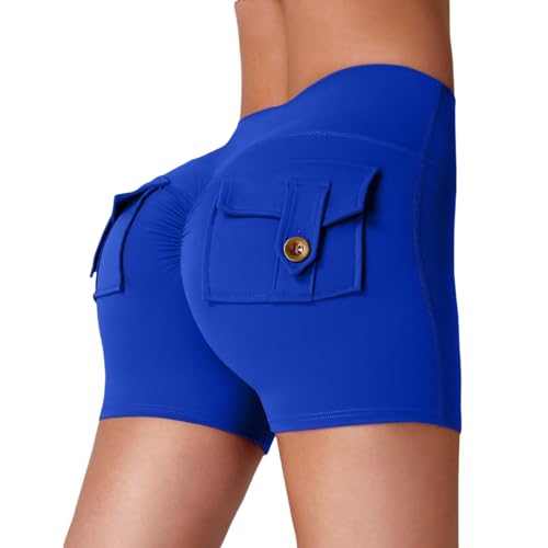 DMMWCX Women's Yoga Shorts High Waist Sports Fitness Shorts Running Pants Gym Quick Dry Shorts-C7-M