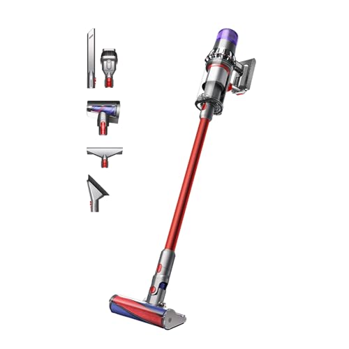 Dyson V11 Fluffy™ Aspiradora sin Cable – 185 AW, 60 min de autonomía, Cepillo con Suave Cabezal Giratorio, minicepillo motorizado, 3 Modos de Potencia, Pantalla LCD, Roja