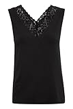 No Lining-Viscose (LivaEco) Cream Jerseytop CRTrulla Damen Jerseytop mit Spitze V-Ausschnitt Ärmellos Tanktop XS, Pitch Black