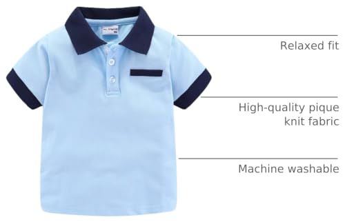 Image of Mud Kingdom Boys Polo Shirt Short Sleeve School Uniform Pique Polo Summer