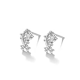 Pendientes de tuerca de circonita cúbica para mujer, bonitos aretes de plata geométrica con parte trasera de fricción clásica
