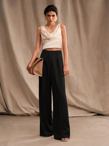 Image of GRECIILOOKS Women High Rise High Waist Trousers Flared Korean Style Formal Pants|Elegant Workwear for Office, College & Events
