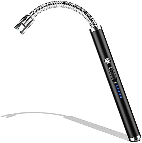 NESAPTO Electric Lighter, Candle Lighter Rechargeable Long Lighter with Flexible Neck LED Battery Display, USB Plasma Flameless Lighter for Candle Camping Grill Fireworks