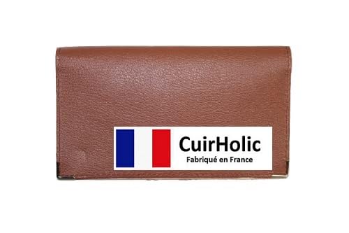 Porte Chéquier - Cuir de Chèvre Véritable- Homme - Femme - Marron - Fabriqué en France