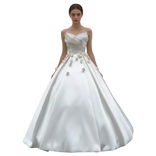 Klassisches, Trägerloses, Atmungsaktives A-Linien-Brautkleid for Gartenhochzeiten Im Freien(L)
