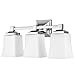 Linea di Liara Brighton 3 Light Bathroom Vanity Light Polished Chrome Bathroom Light Fixtures Over Mirror Modern Vanity Lighting Fixture with Frosted Glass Shade, UL Listed