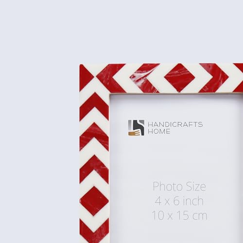 Image of Handicrafts Home Piri Piri 4x6 Picture Frame Set of 2, Vintage Photo Frames for Wall or Tabletop Display, Family Wall Decor, Gallery Wall Frame Set, Wall Display-Resin Inlay.Candy Cane Collection.