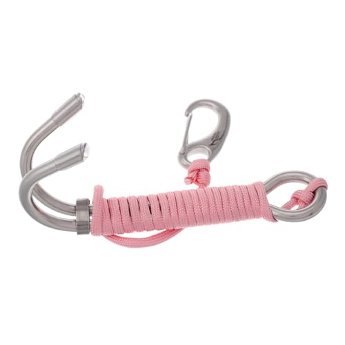 POPETPOP Stainless Steel Submersible Hook Dive Safety Gear Double Reef Coil Lanyard for Scuba Diving
