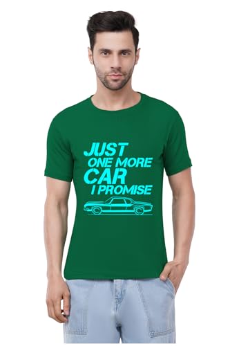 Image of Caseria Men's Cotton Printed T-Shirt -Just One More Car | 100% Cotton | Half Sleeves | Regular Fit | Printed | Round Neck | Graphic T Shirt