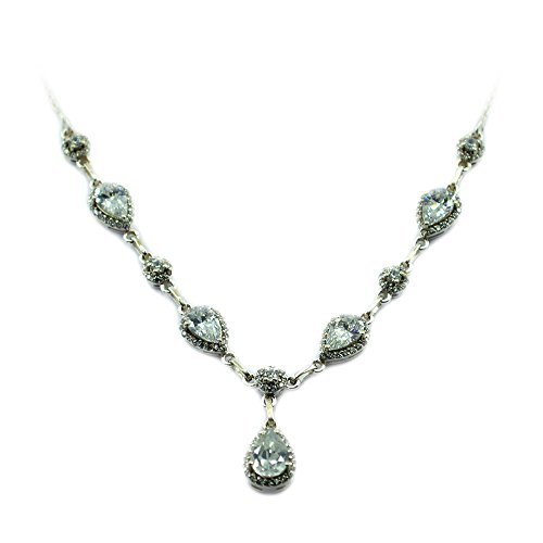 Collier en argent sterling et CZ blanc en forme de poire pour femme