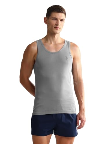Image of U.S. Polo ASSN. Mens OEV05 Solid Cotton Vest - Pack of 2