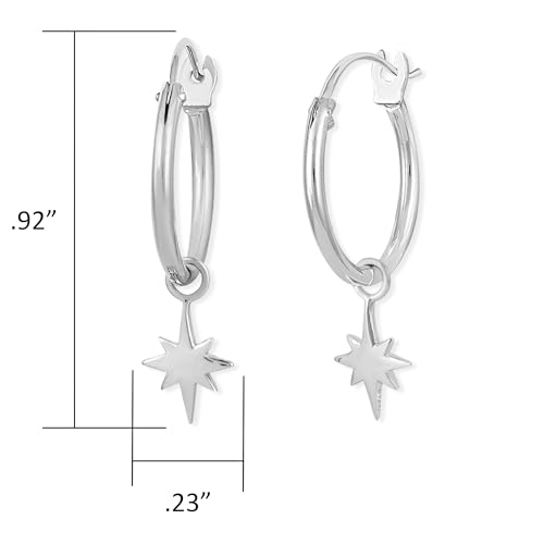 Boma Jewelry Sterling Silver Star Hoop Earrings with Snap Down Closure4