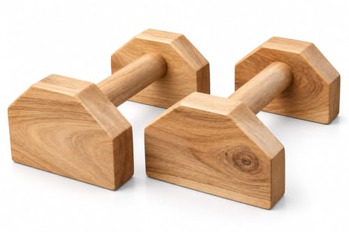 Image of Solid Teak Wood Push-Up Board for Strength Training