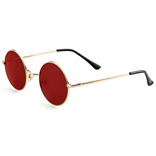 Kursan John Lennon Glasses Small Round Polarized Sunglasses for Women Men Hippie Retro Circle Red Sunglasses - 45MM3