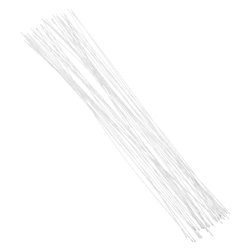 HOODANCOS Floral Wire Stems 40 Pack White Iron Wire for DIY Flower Arrangements Wedding Floral Stems Thick