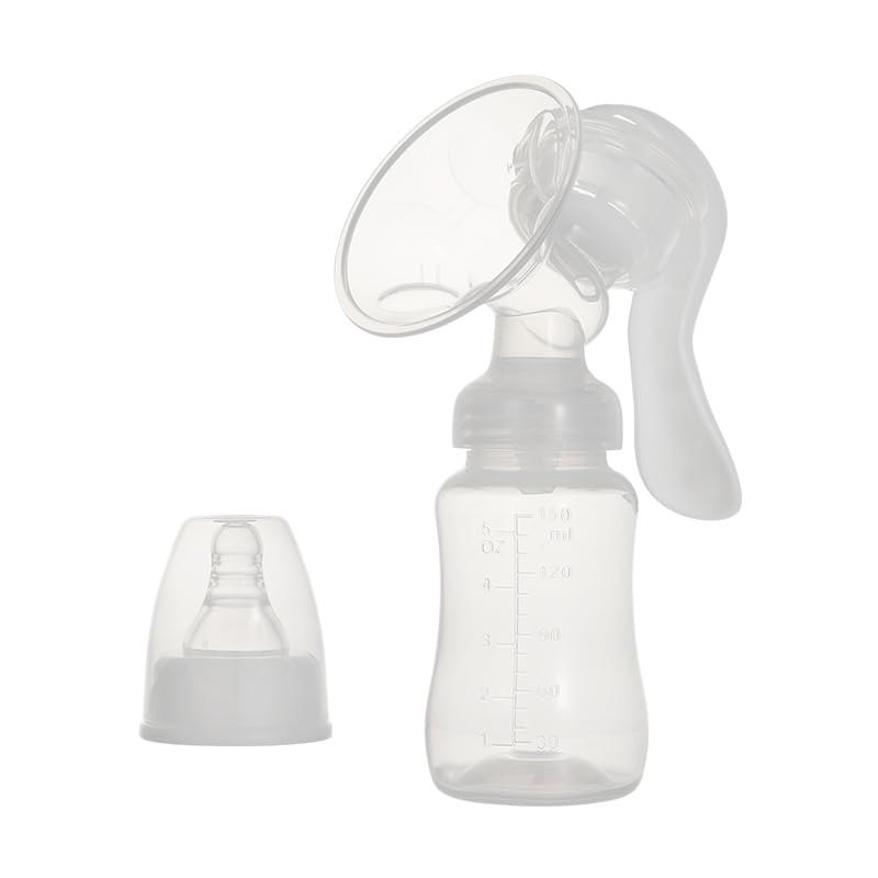 Journeyside Extractor de leche，Extractor de Leche Manual Compacto con Dos Velocidades de Succión, Diseño Ergonómico, Fácil de Usar, Libre de BPA,Viene con Chupete,Blanco, 150 ml