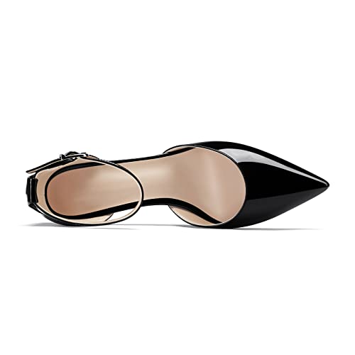 NobleOnly Women Stiletto Kitten Low Heel Ankle Strap Pumps Close Pointed Toe Wedding Office Dress Shoes 2.6 Inches Heels4