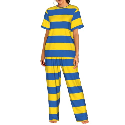 Pyjama à manches courtes femme motif Ukraine pour des soirées détentes cocooning