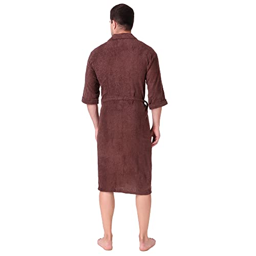 Image of Men's Bath Robe | Full Sleeve Cotton Comfortable and Durable Bathrobe -Suitable for Birthday /Anniversary /Diwali /Couple /wedding Gift | Coffee