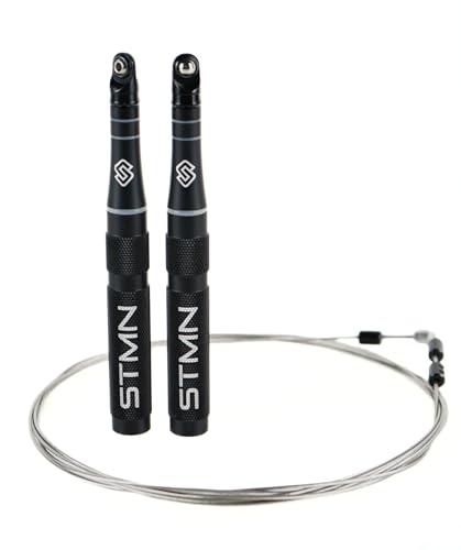 STAMINA FITNESS Corda da Salto New Pro Nera per CrossFit e Allenamenti Funzionali per Uomo e Donna– Manico in Alluminio, Doppio Cuscinetto, Design Ergonomico, Leggerezza Superiore
