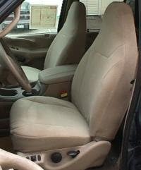 Durafit Seat Covers, Made to fit 1997-2002 Expedition High Back Bucket Seats with Electric Driver Controls. Made in Tan Velour