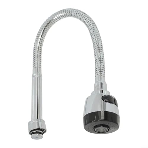 NbgrvB Grifo giratorio para fregadero de cocina de 360 grados con boquilla flexible, para acero inoxidable para lavabos individuales de rociador de doble función, 3/4 pulgadas, color plateado y negro