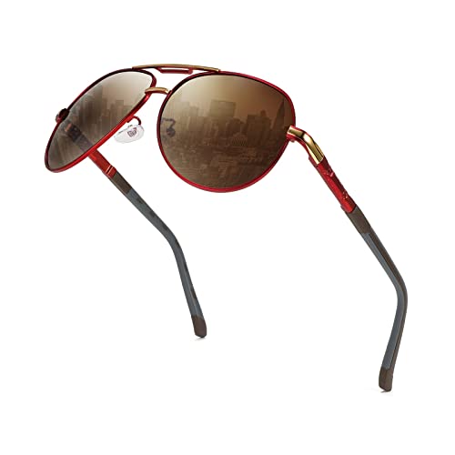 Image of Karsaer Polarized Aviator Sunglasses for Men Stylish 100% UV 400 Protected Metal Frame Style Classic Pilot Women Glasses E1376