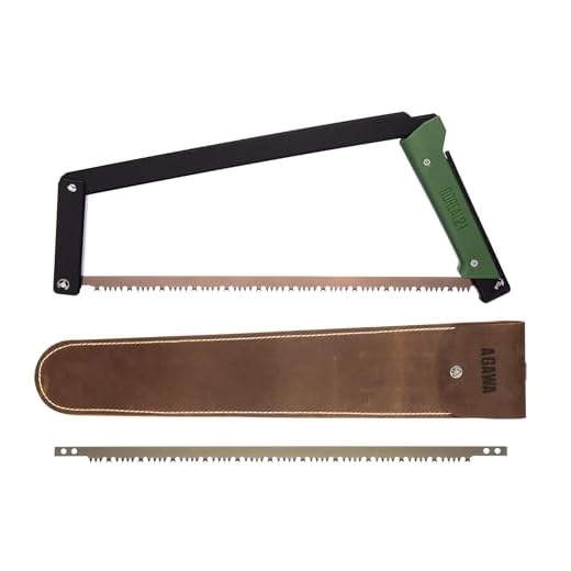 AGAWA - BOREAL21 Backwoods Kit - 21 Inch Folding Bow Saw, 21" Premium Leather Sheath, Additional 21" Aggressive Blade (Black Frame - Green Handle)
