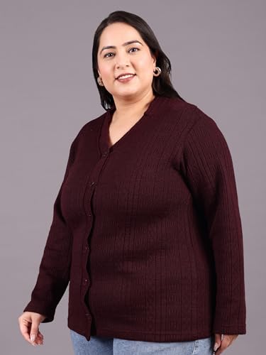 Image of HIFZAA Plus Size Sweater for Womens Woolen Full Sleeve Cardigan 3XL 4XL 5XL 6XL
