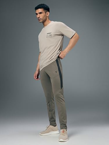 Image of TECHNOSPORT Men's Slim Fit Mid Rise Solid Trackpant with Techno Dry for Gym, Workout & Sports