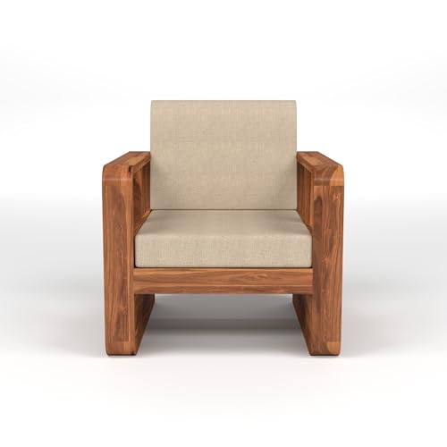 Image of Sheesham Wooden 6 Seater Sofa for Living Room | Solid Wood Sofa with Side Newspaper Holder | Rosewood Sofa Set for Home & Office | Lounge (Honey Finish, 3+2+1 Seater)
