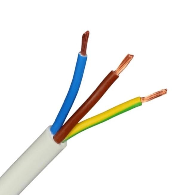 JAFSAL ONLINE 3 Core Flexible PVC, Mains Wire Cable, Electric Wiring, 3183Y Cable, Flexible Wiring, (2m, WHITE)