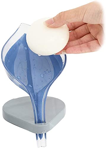 Bar soap holder leaf shape - self draining dish for soap, decorative plastic tray, box with suction cup shower bathroom kitchen sink(not punched)