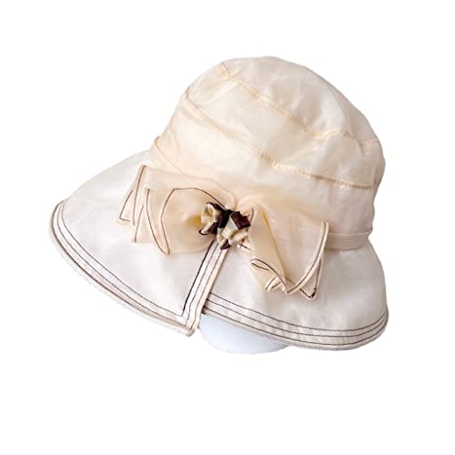 Chapeau pêcheur de soie femme YXWYXWA bob été avec grand noeud