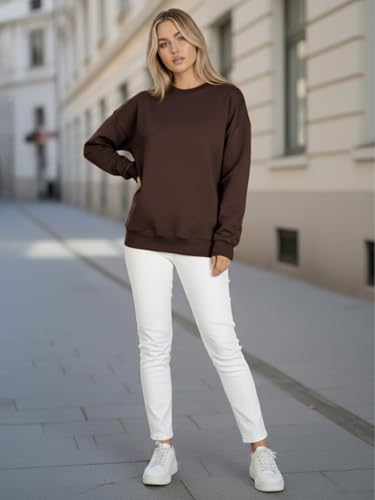 Image of LEOTUDE Women's Boyfriend Fit Loopknit Sweatshirt | Full Sleeve Drop Shoulder | Sweatshirt for Women