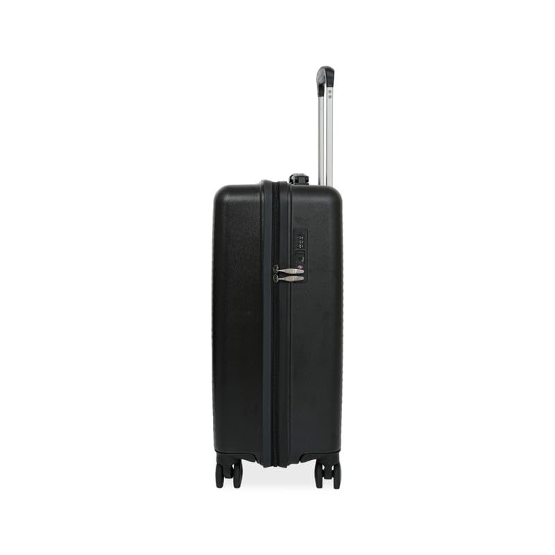 Image of United Colors of Benetton Cabin Hard Luggage Glide - Black | PC Carry-On Trolley Bag | TSA Lock & 360 Spinner Wheels Suitcase | Telescopic Handle | Water Resistance | 55cm | 46L Capacity