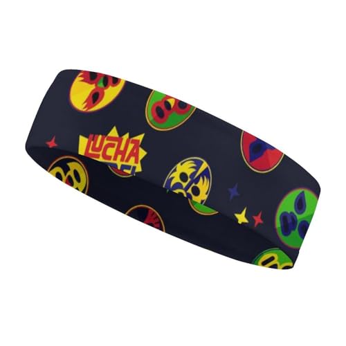 Mexican Lucha Libre Wrestling Workout Headbands Elastic Sport Sweatband for Athletic Yoga Running Gym Women Men
