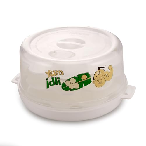 Nayasa Plastic Microwave Big Idli Maker | BPA Free & Food Grade | Make 12 Idlis | Ideal for Steaming Idlis, Pancakes, Modak, Momos | White