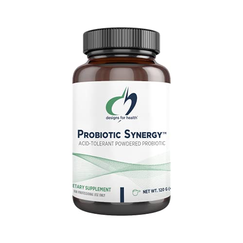 Designs for Health Probiotic Synergy Powder - 20B CFU + Prebiotic Fiber Supplement - Stomach Acid Tolerant Probiotics with Bifidobacterium Longum + L Acidophilus - Drink Add-in (60 Servings / 120g)