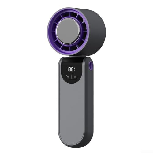 Eawfgtuw Ventilador portátil de mano, potente mini ventilador turbo de 4000 mAh, 18 horas de tiempo de enfriamiento máximo, 100 niveles de viento, pantalla LED, para viajes/viajes/exteriores (gris)