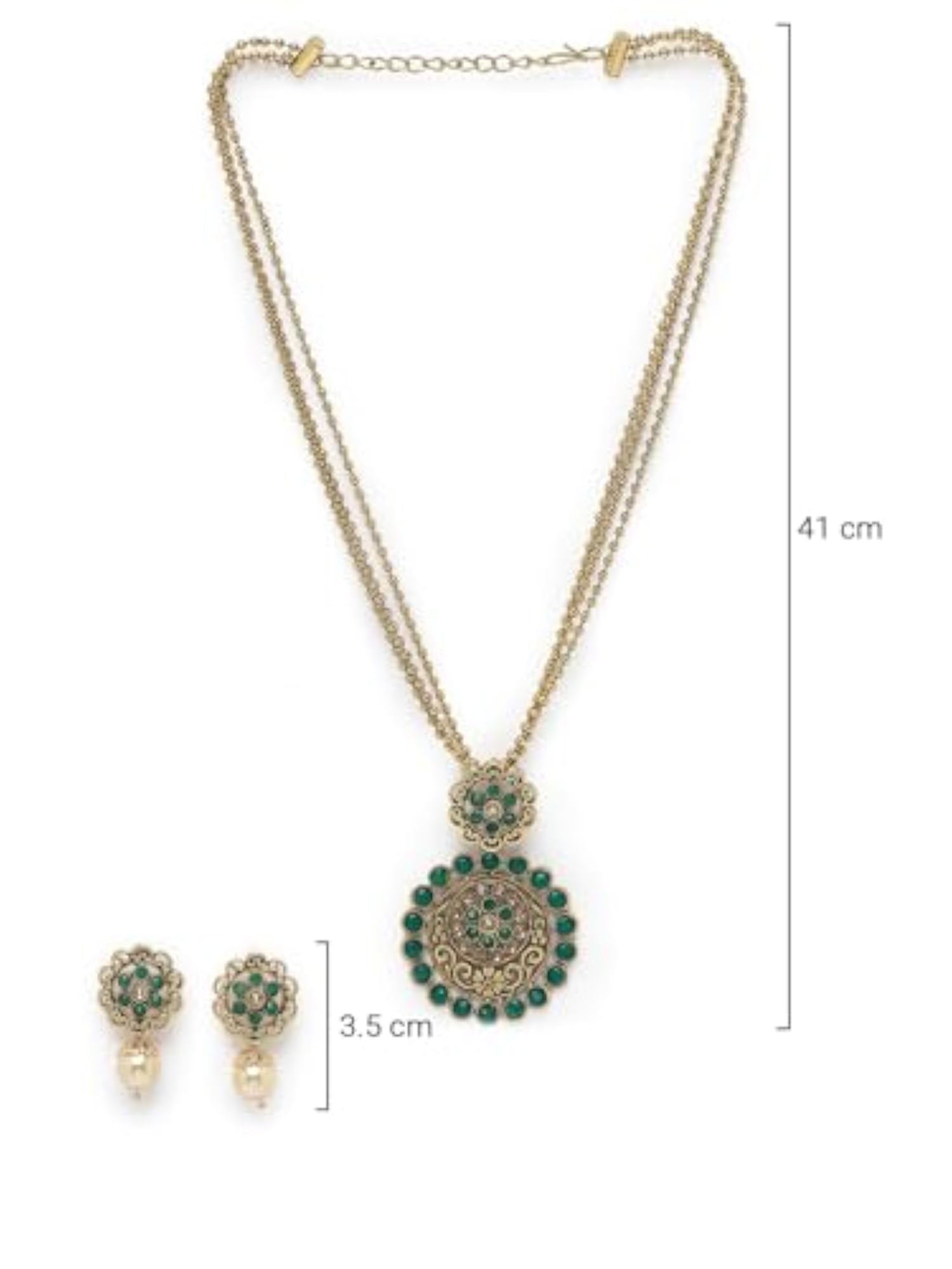 Stone Multistring Long Necklace Set And Earring Set