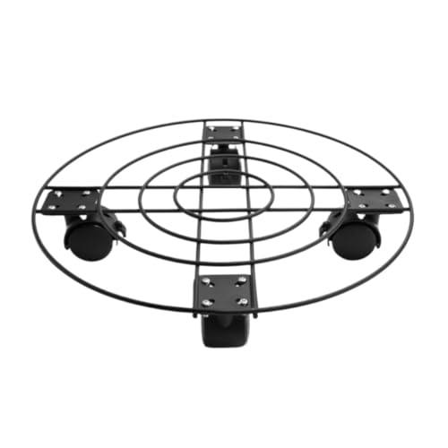 Carrito para plantas al aire libre con ruedas y frenos, soporte de metal resistente para flores, bandeja móvil para balcón, 30 cm, soporte rodante para plantas para una fácil jardinería